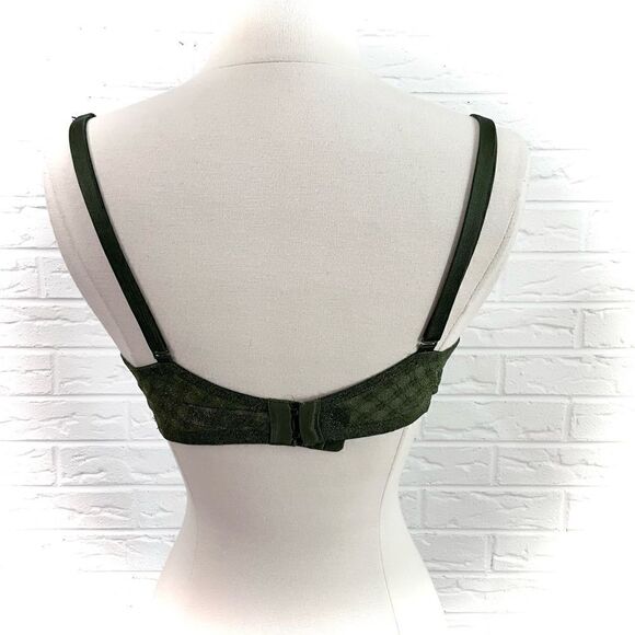 Victoria’s Secret Lined Perfect Coverage Green Lace Overlay Bra Size 34DD - Picture 2 of 3